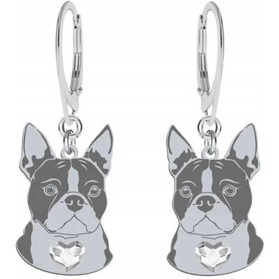 Radziszewska Kolczyki Boston Terrier Srebro 925 Kobieta Prezent Biżuteria GRAWER GRATIS Radziszewska Kolczyki Boston Terrier Srebro 925 Kobieta Prezent Biżuteria GRAWER GRATIS