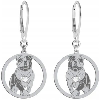 Radziszewska Kolczyki Srebrne Bulldog Amerykański 925 Prezent Kobieta GRAWER GRATIS Radziszewska Kolczyki Srebrne Bulldog Amerykański 925 Prezent Kobieta GRAWER GRATIS