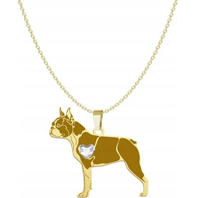 Radziszewska Naszyjnik Złoty Boston Terrier 925 Prezent Kobieta Łańcuszek GRAWER GRATIS Radziszewska Naszyjnik Złoty Boston Terrier 925 Prezent Kobieta Łańcuszek GRAWER GRATIS
