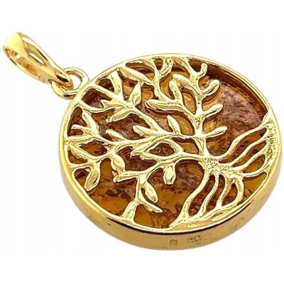 Ambermark WISIOREK srebrny pozłacany ZAWIESZKA BURSZTYN drzewo szczęścia ZŁOTY Ambermark WISIOREK srebrny pozłacany ZAWIESZKA BURSZTYN drzewo szczęścia ZŁOTY