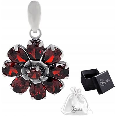 ulex premium Zawieszka srebrna pr. 925 Elegancki Wisiorek z Motywem Kwiatu Garnet ulex premium Zawieszka srebrna pr. 925 Elegancki Wisiorek z Motywem Kwiatu Garnet