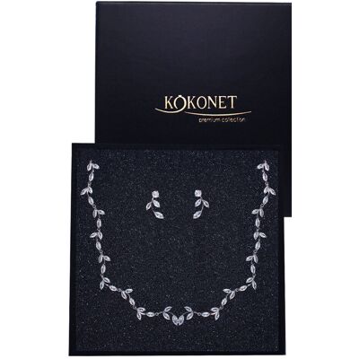 KOKONET Zestaw biżuterii ślubnej kolczyki kolia listki SREBRO boho Komplet biżuterii ślubnej KOKONET Zestaw biżuterii ślubnej kolczyki kolia listki SREBRO boho Komplet biżuterii ślubnej