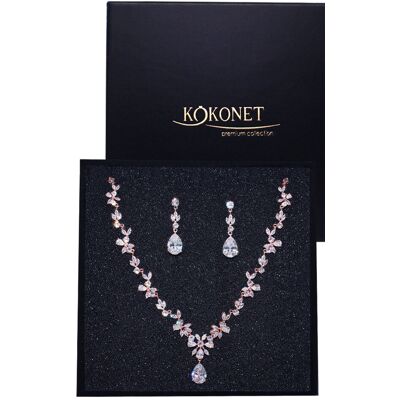 KOKONET ZESTAW KOMPLET biżuterii ślubnej wesele rose listki BOHO rustic ŚLUB naszyjnik kolczyki KOKONET ZESTAW KOMPLET biżuterii ślubnej wesele rose listki BOHO rustic ŚLUB naszyjnik kolczyki