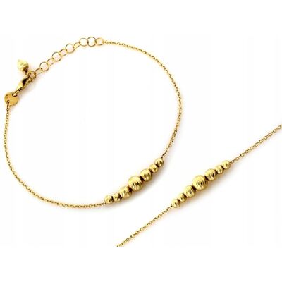 Lovrin Złota Bransoletka 585 14k Łańcuszkowa z regulacją diamentowane kuli 1.42g Lovrin Złota Bransoletka 585 14k Łańcuszkowa z regulacją diamentowane kuli 1.42g