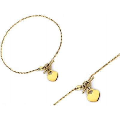 Lovrin Złota bransoletka 585 elegancka z wiszącym sercem idealna na prezent 14kt Lovrin Złota bransoletka 585 elegancka z wiszącym sercem idealna na prezent 14kt