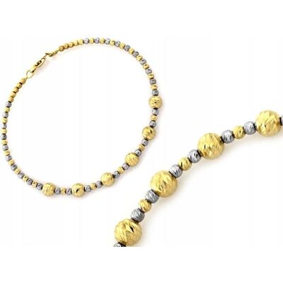 Lovrin Złota bransoletka 585 kuleczki z białego złota sztywna z kulkami 17cm 14kt Lovrin Złota bransoletka 585 kuleczki z białego złota sztywna z kulkami 17cm 14kt