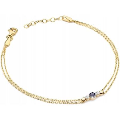 Lovrin Złota bransoletka 585 z diamentami i szafirem elegancki wzór na prezent Lovrin Złota bransoletka 585 z diamentami i szafirem elegancki wzór na prezent