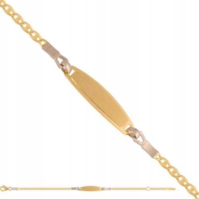 Złota Bransoletka Dziecięca 585 1.50 g, dł. 14.00 cm Chrzest Rodium Złota Bransoletka Dziecięca 585 1.50 g, dł. 14.00 cm Chrzest Rodium