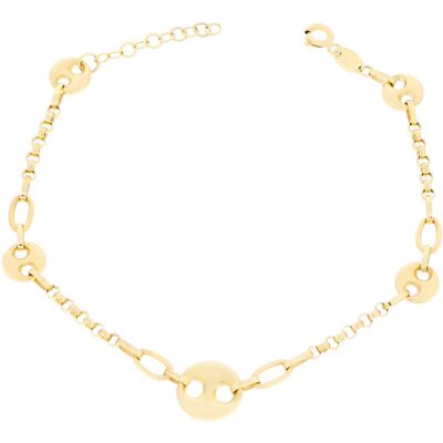 Inny producent Złota bransoletka kółka na łańcuszku 17 + 2.5 cm pr. 585 Inny producent Złota bransoletka kółka na łańcuszku 17 + 2.5 cm pr. 585