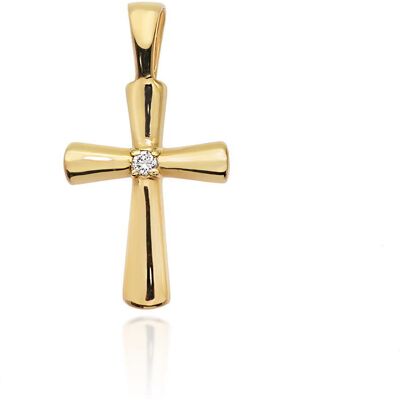 Inny producent Złota zawieszka / wisiorek Krzyż Diament 0,0145ct żółte złoto pr. 585 Inny producent Złota zawieszka / wisiorek Krzyż Diament 0,0145ct żółte złoto pr. 585