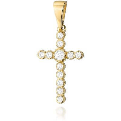Inny producent Złota zawieszka / wisiorek Krzyż Diament 0,10ct żółte złoto pr. 585 Inny producent Złota zawieszka / wisiorek Krzyż Diament 0,10ct żółte złoto pr. 585