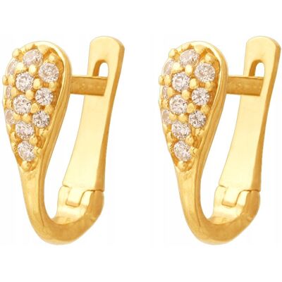 Lovrin Złote eleganckie kolczyki przecinki damskie angielskie 585 z cyrkoniami 14k Lovrin Złote eleganckie kolczyki przecinki damskie angielskie 585 z cyrkoniami 14k