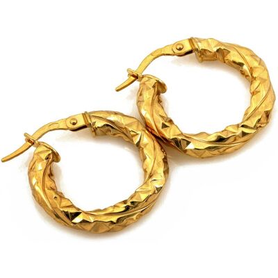 Lovrin Złote kolczyki 585 małe koła grube skręcone błyszczące 21mm 2.62g Lovrin Złote kolczyki 585 małe koła grube skręcone błyszczące 21mm 2.62g