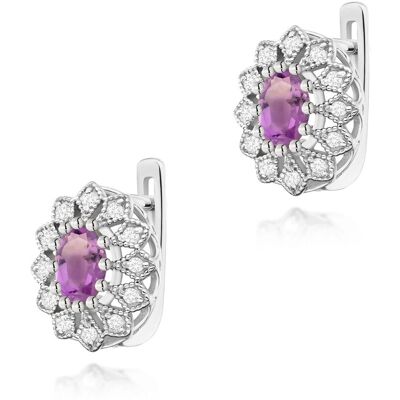 Inny producent Złote kolczyki Ametyst 2 x 0,40ct białe złoto pr. 585 Inny producent Złote kolczyki Ametyst 2 x 0,40ct białe złoto pr. 585