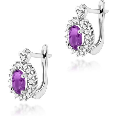 Inny producent Złote kolczyki Ametyst 2 x 0,80ct białe złoto pr. 585 Inny producent Złote kolczyki Ametyst 2 x 0,80ct białe złoto pr. 585
