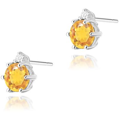 Inny producent Złote kolczyki Cytryn 2 x 0,50ct białe złoto pr. 585 Inny producent Złote kolczyki Cytryn 2 x 0,50ct białe złoto pr. 585