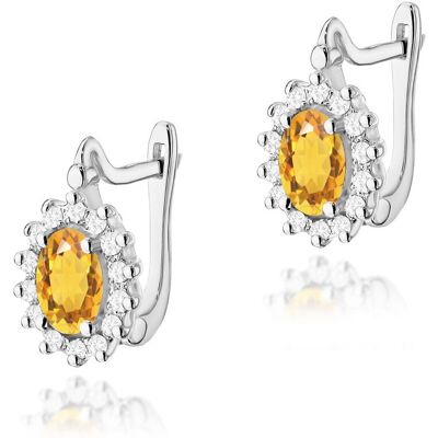Inny producent Złote kolczyki Cytryn 2 x 0,60ct białe złoto pr. 585 Inny producent Złote kolczyki Cytryn 2 x 0,60ct białe złoto pr. 585