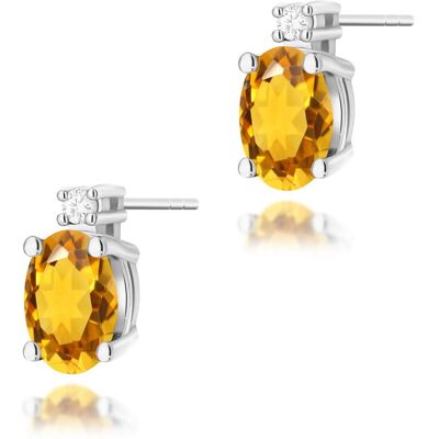Inny producent Złote kolczyki Cytryn 2 x 0,60ct białe złoto pr. 585 Inny producent Złote kolczyki Cytryn 2 x 0,60ct białe złoto pr. 585