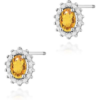 Inny producent Złote kolczyki Cytryn 2 x 0,60ct białe złoto sztyft zakręcany pr. 585 Inny producent Złote kolczyki Cytryn 2 x 0,60ct białe złoto sztyft zakręcany pr. 585