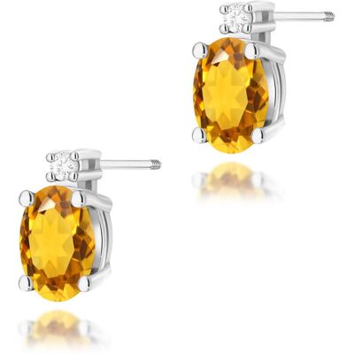 Inny producent Złote kolczyki Cytryn 2 x 0,60ct białe złoto sztyft zakręcany pr. 585 Inny producent Złote kolczyki Cytryn 2 x 0,60ct białe złoto sztyft zakręcany pr. 585