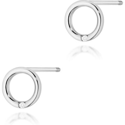 Inny producent Złote kolczyki Diament 2 x 0,005ct białe złoto sztyft zakręcany pr. 585 Inny producent Złote kolczyki Diament 2 x 0,005ct białe złoto sztyft zakręcany pr. 585