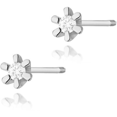 Inny producent Złote kolczyki Diament 2 x 0,02ct białe złoto sztyft zakręcany pr. 585 Inny producent Złote kolczyki Diament 2 x 0,02ct białe złoto sztyft zakręcany pr. 585