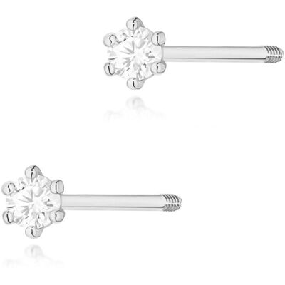 Inny producent Złote kolczyki Diament 2 x 0,04ct białe złoto sztyft zakręcany pr. 585 Inny producent Złote kolczyki Diament 2 x 0,04ct białe złoto sztyft zakręcany pr. 585