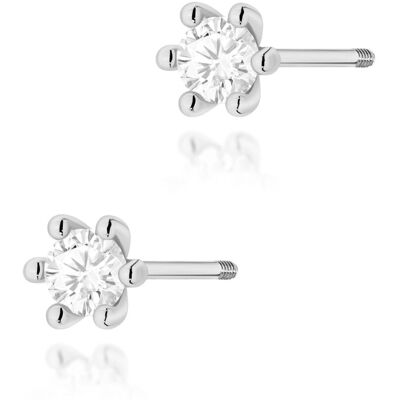 Inny producent Złote kolczyki Diament 2 x 0,15ct białe złoto sztyft zakręcany pr. 585 Inny producent Złote kolczyki Diament 2 x 0,15ct białe złoto sztyft zakręcany pr. 585