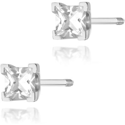 Inny producent Złote kolczyki Diament 2 x 0,15ct białe złoto sztyft zakręcany pr. 585 Inny producent Złote kolczyki Diament 2 x 0,15ct białe złoto sztyft zakręcany pr. 585