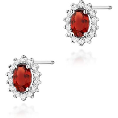 Inny producent Złote kolczyki Granat 2 x 0,50ct białe złoto sztyft zakręcany pr. 585 Inny producent Złote kolczyki Granat 2 x 0,50ct białe złoto sztyft zakręcany pr. 585