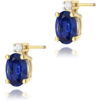 Inny producent Złote kolczyki K0001 Szafir 2 x 0,70ct żółte złoto sztyft zakręcany pr. 585 Inny producent Złote kolczyki K0001 Szafir 2 x 0,70ct żółte złoto sztyft zakręcany pr. 585
