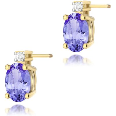 Inny producent Złote kolczyki K0001 Tanzanit 2 x 0,40ct żółte złoto sztyft zakręcany pr. 585 Inny producent Złote kolczyki K0001 Tanzanit 2 x 0,40ct żółte złoto sztyft zakręcany pr. 585
