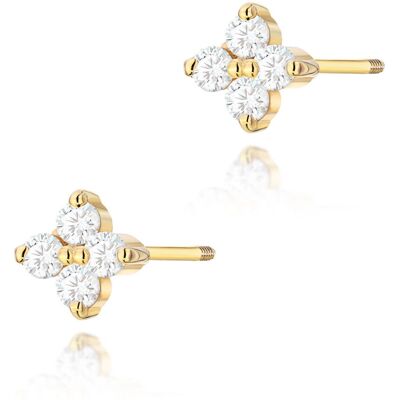 Inny producent Złote kolczyki K0024 z diamentami żółte złoto sztyft zakręcany pr. 585 Inny producent Złote kolczyki K0024 z diamentami żółte złoto sztyft zakręcany pr. 585
