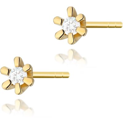 Inny producent Złote kolczyki K0029 Diament 2 x 0,02ct żółte złoto pr. 585 Inny producent Złote kolczyki K0029 Diament 2 x 0,02ct żółte złoto pr. 585