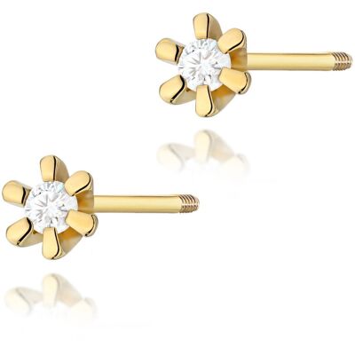 Inny producent Złote kolczyki K0029 Diament 2 x 0,02ct żółte złoto sztyft zakręcany pr. 585 Inny producent Złote kolczyki K0029 Diament 2 x 0,02ct żółte złoto sztyft zakręcany pr. 585