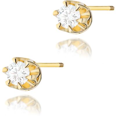 Inny producent Złote kolczyki K0032 Diament 2 x 0,08ct żółte złoto sztyft zakręcany pr. 585 Inny producent Złote kolczyki K0032 Diament 2 x 0,08ct żółte złoto sztyft zakręcany pr. 585