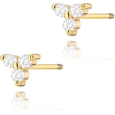 Inny producent Złote kolczyki K0033 z diamentami żółte złoto sztyft zakręcany pr. 585 Inny producent Złote kolczyki K0033 z diamentami żółte złoto sztyft zakręcany pr. 585