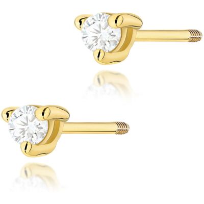 Inny producent Złote kolczyki K0035 Diament 2 x 0,04ct żółte złoto sztyft zakręcany pr. 585 Inny producent Złote kolczyki K0035 Diament 2 x 0,04ct żółte złoto sztyft zakręcany pr. 585