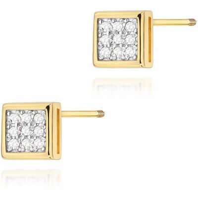 Inny producent Złote kolczyki K0036 z diamentami żółte złoto sztyft zakręcany pr. 585 Inny producent Złote kolczyki K0036 z diamentami żółte złoto sztyft zakręcany pr. 585