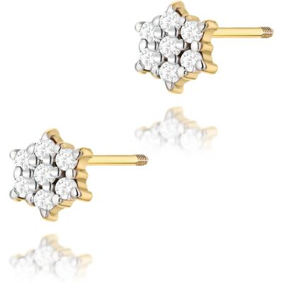 Inny producent Złote kolczyki K0039 z diamentami żółte złoto sztyft zakręcany pr. 585 Inny producent Złote kolczyki K0039 z diamentami żółte złoto sztyft zakręcany pr. 585