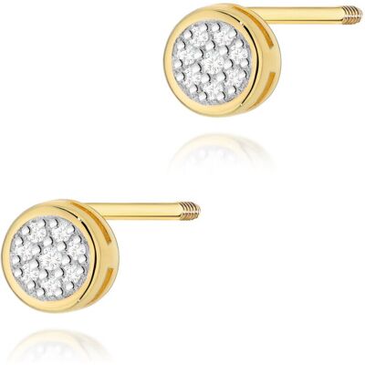 Inny producent Złote kolczyki K0041 z diamentami żółte złoto sztyft zakręcany pr. 585 Inny producent Złote kolczyki K0041 z diamentami żółte złoto sztyft zakręcany pr. 585