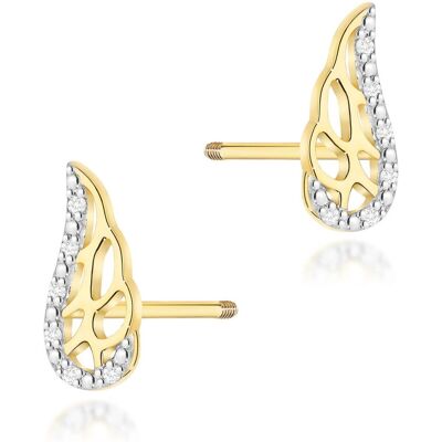 Inny producent Złote kolczyki K0043 z diamentami żółte złoto sztyft zakręcany pr. 585 Inny producent Złote kolczyki K0043 z diamentami żółte złoto sztyft zakręcany pr. 585