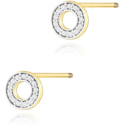 Inny producent Złote kolczyki K0070 z diamentami żółte złoto sztyft zakręcany pr. 585 Inny producent Złote kolczyki K0070 z diamentami żółte złoto sztyft zakręcany pr. 585