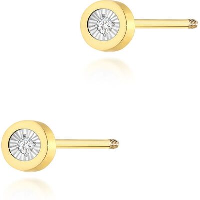 Inny producent Złote kolczyki K0071 Diament 2 x 0,0145ct żółte złoto sztyft zakręcany pr. 585 Inny producent Złote kolczyki K0071 Diament 2 x 0,0145ct żółte złoto sztyft zakręcany pr. 585