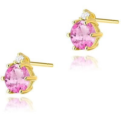 Inny producent Złote kolczyki K0076 Różowy Topaz 2 x 0,60ct żółte złoto pr. 585 Inny producent Złote kolczyki K0076 Różowy Topaz 2 x 0,60ct żółte złoto pr. 585