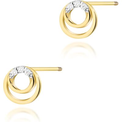 Inny producent Złote kolczyki K0078 z diamentami żółte złoto sztyft zakręcany pr. 585 Inny producent Złote kolczyki K0078 z diamentami żółte złoto sztyft zakręcany pr. 585