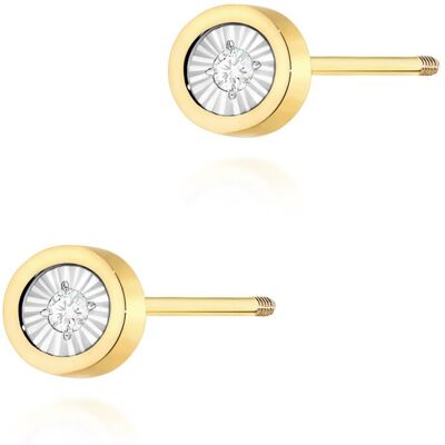 Inny producent Złote kolczyki K0081 Diament 2 x 0,08ct żółte złoto sztyft zakręcany pr. 585 Inny producent Złote kolczyki K0081 Diament 2 x 0,08ct żółte złoto sztyft zakręcany pr. 585