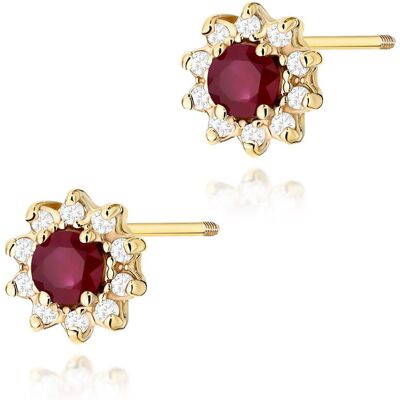 Inny producent Złote kolczyki K0185 Rubin 2 x 0,15ct żółte złoto sztyft zakręcany pr. 585 Inny producent Złote kolczyki K0185 Rubin 2 x 0,15ct żółte złoto sztyft zakręcany pr. 585