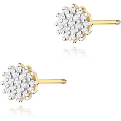 Inny producent Złote kolczyki K0401 z diamentami żółte złoto sztyft zakręcany pr. 585 Inny producent Złote kolczyki K0401 z diamentami żółte złoto sztyft zakręcany pr. 585