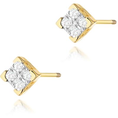 Inny producent Złote kolczyki K0402 z diamentami żółte złoto sztyft zakręcany pr. 585 Inny producent Złote kolczyki K0402 z diamentami żółte złoto sztyft zakręcany pr. 585